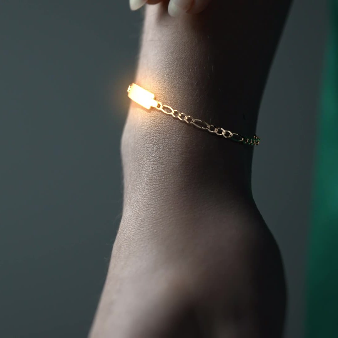 10K Italian Figaro 3x1 Slave Bracelet, 2.7mm, 18cm, Gold-Tone