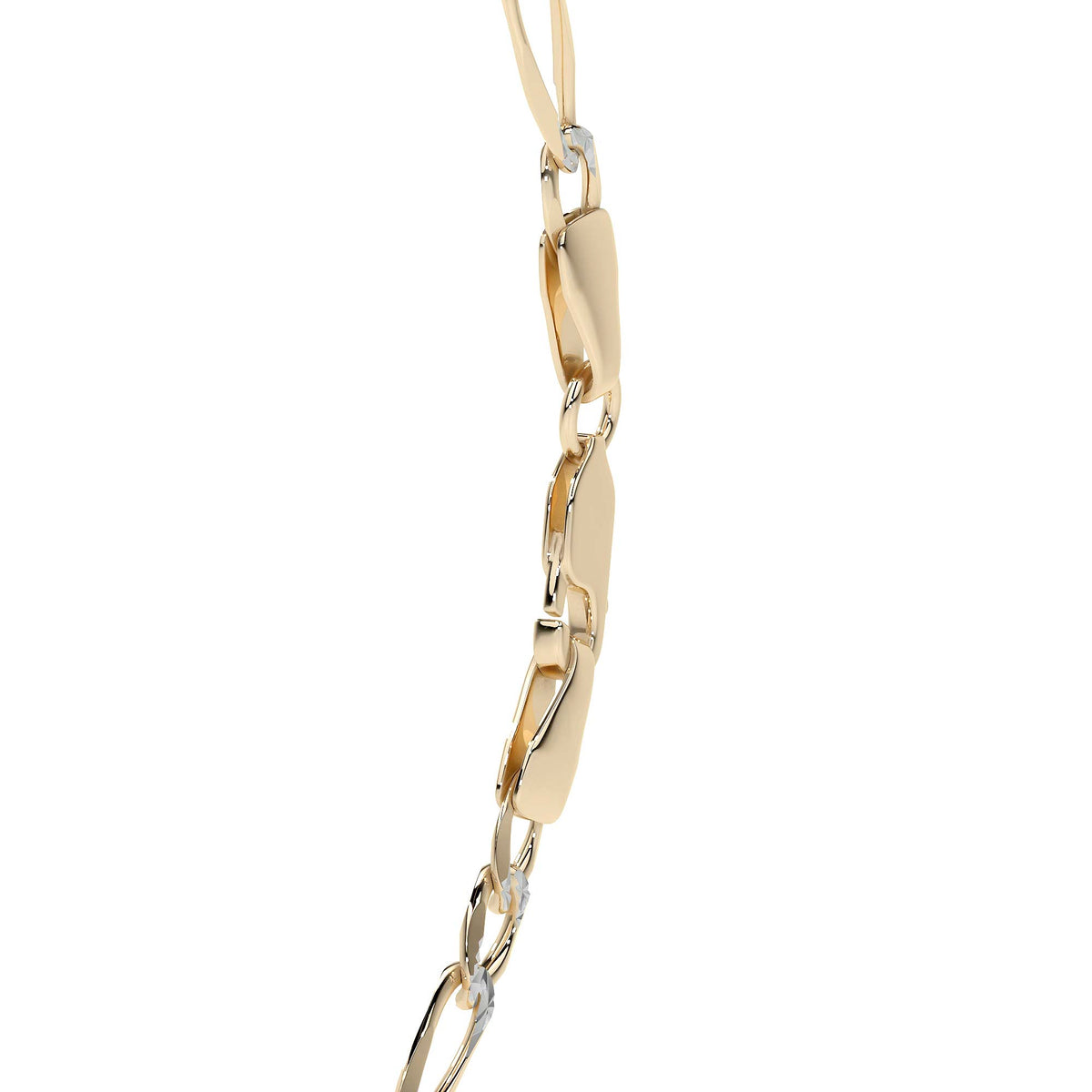 Italian Figaro Pave Bracelet, 10K, 3.6mm, 18.5 cm