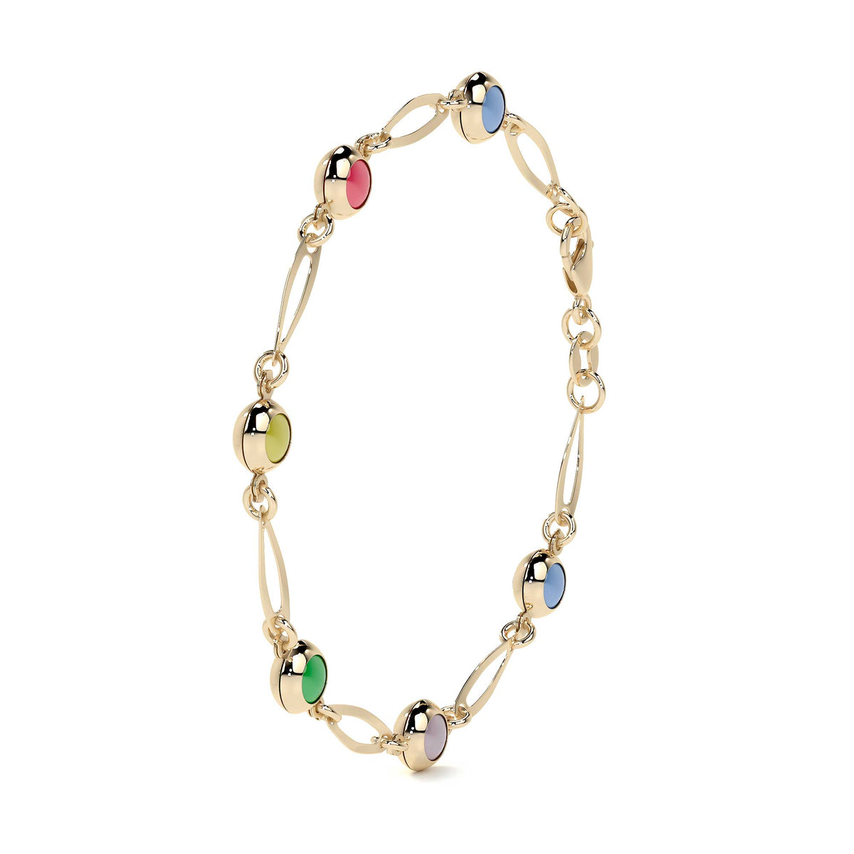 10K 3mm Multicolor Eye Bracelet for Women, 18cm