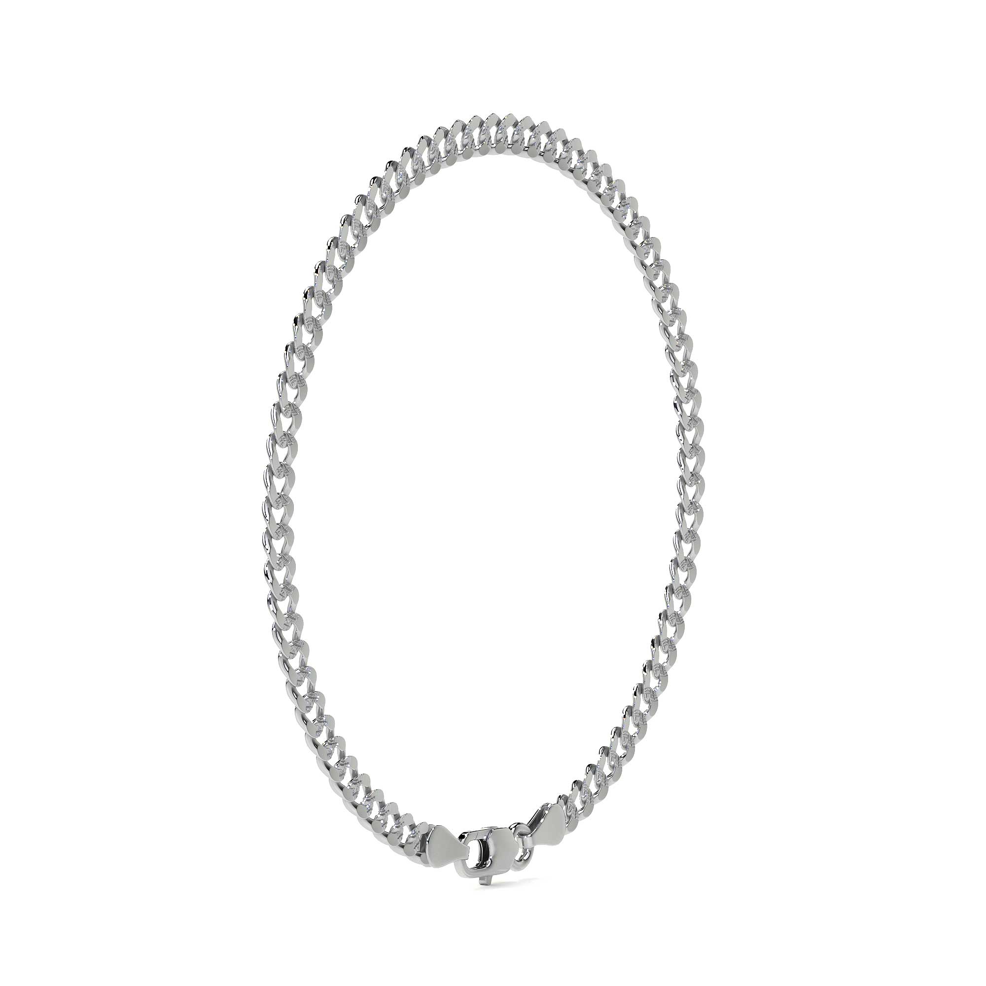 925 Sterling Silver Barb Chain Bracelet 18cm, 3.2mm Gauge, Italian