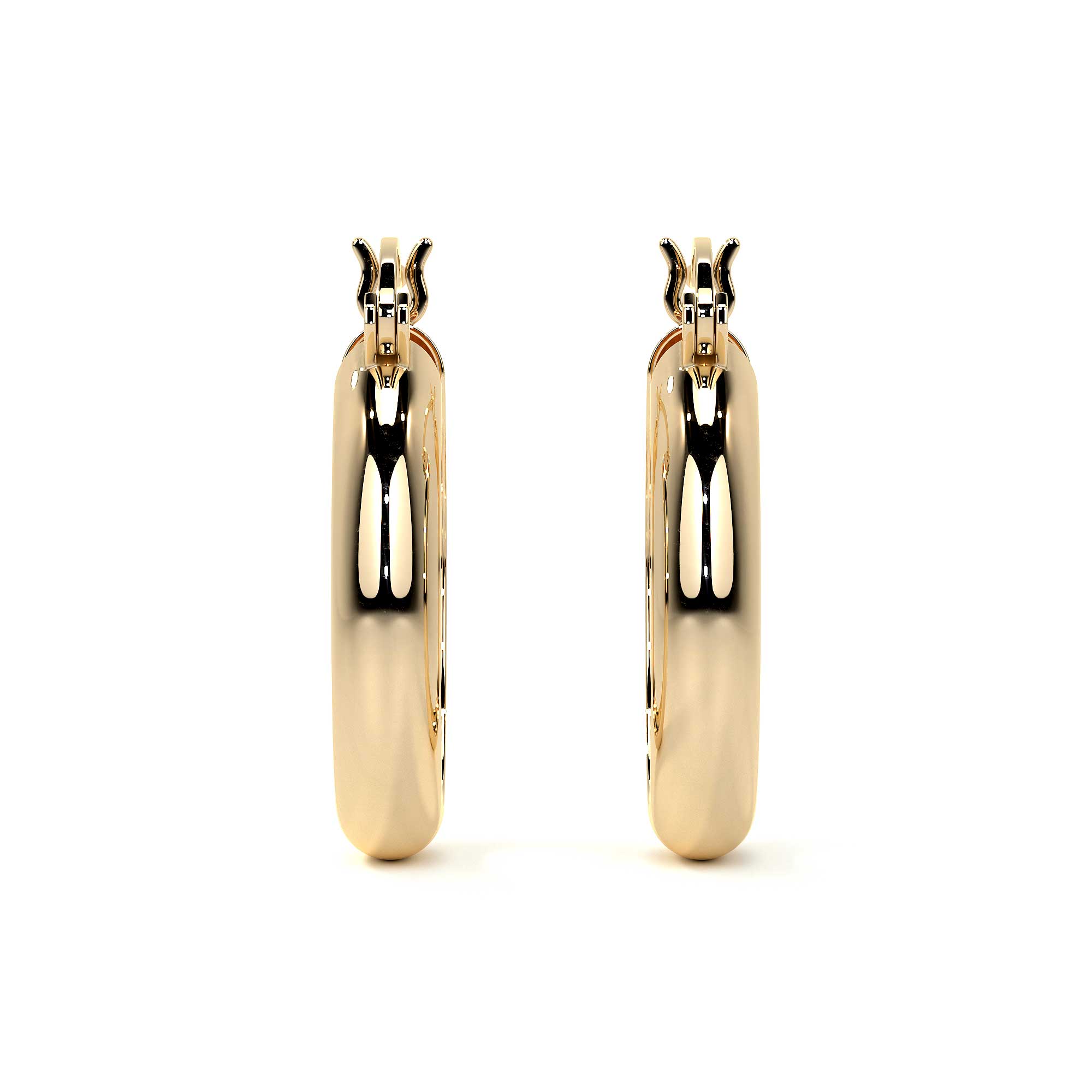 10k Gold Smooth Bangle Hoop Earring, 4mm Wide