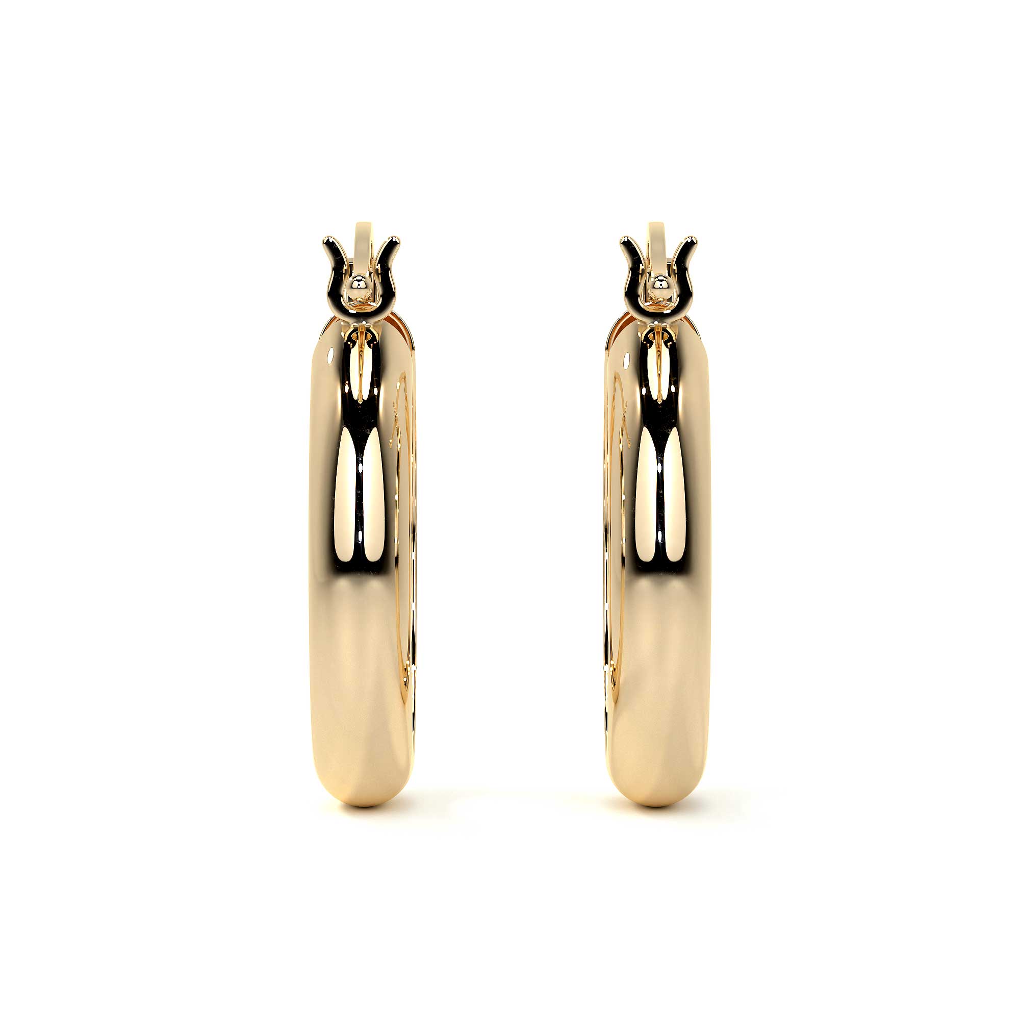 10k Gold Smooth Bangle Hoop Earring, 4mm Wide