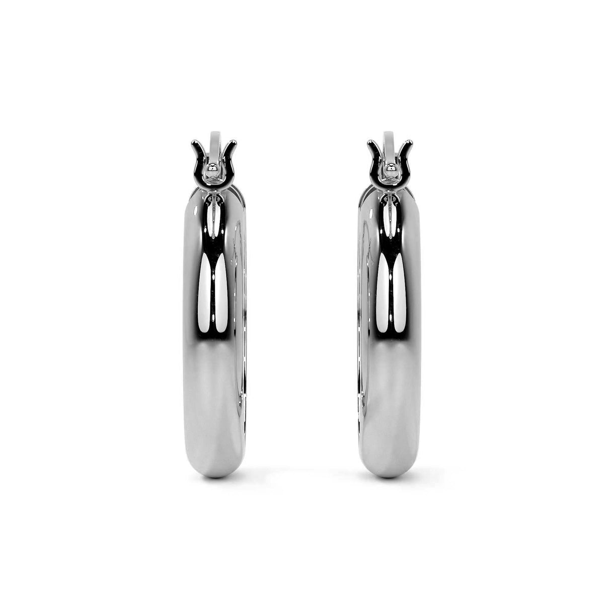 Women's 925 Sterling Silver Plain Bangle Earring, 4mm Wide