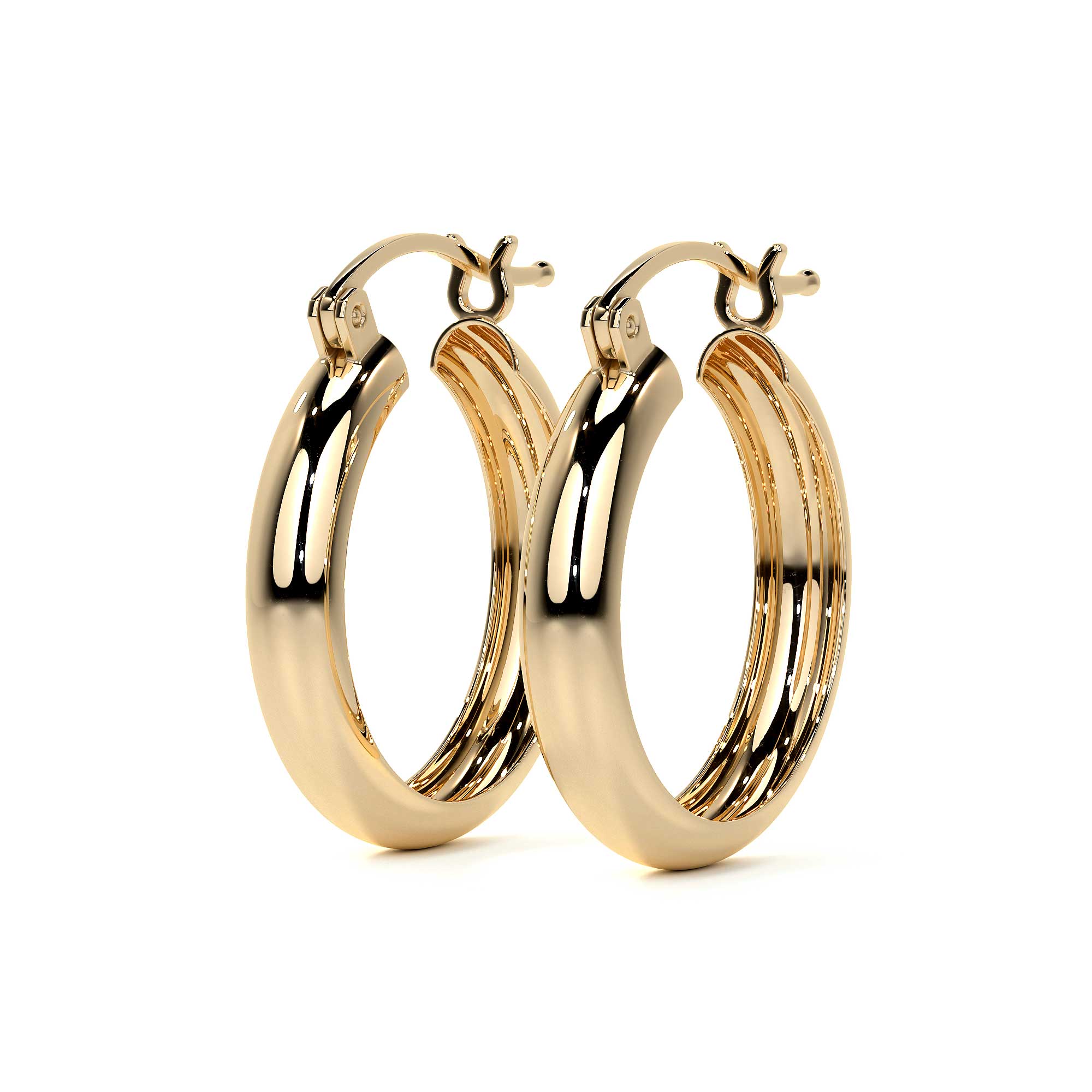 14k Gold Smooth 4mm Wide Bangle Hoop Earring