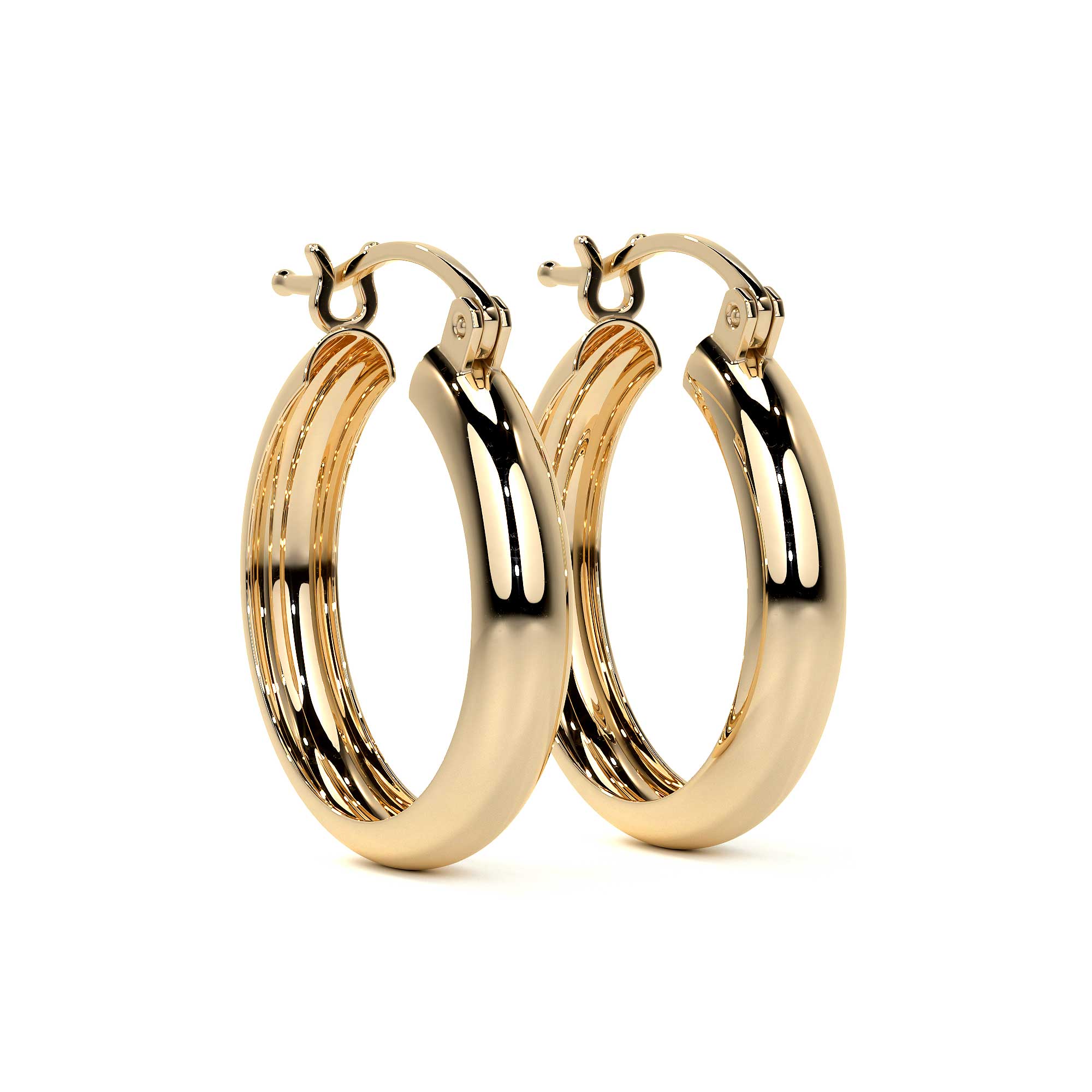 14k Gold Smooth 4mm Wide Bangle Hoop Earring