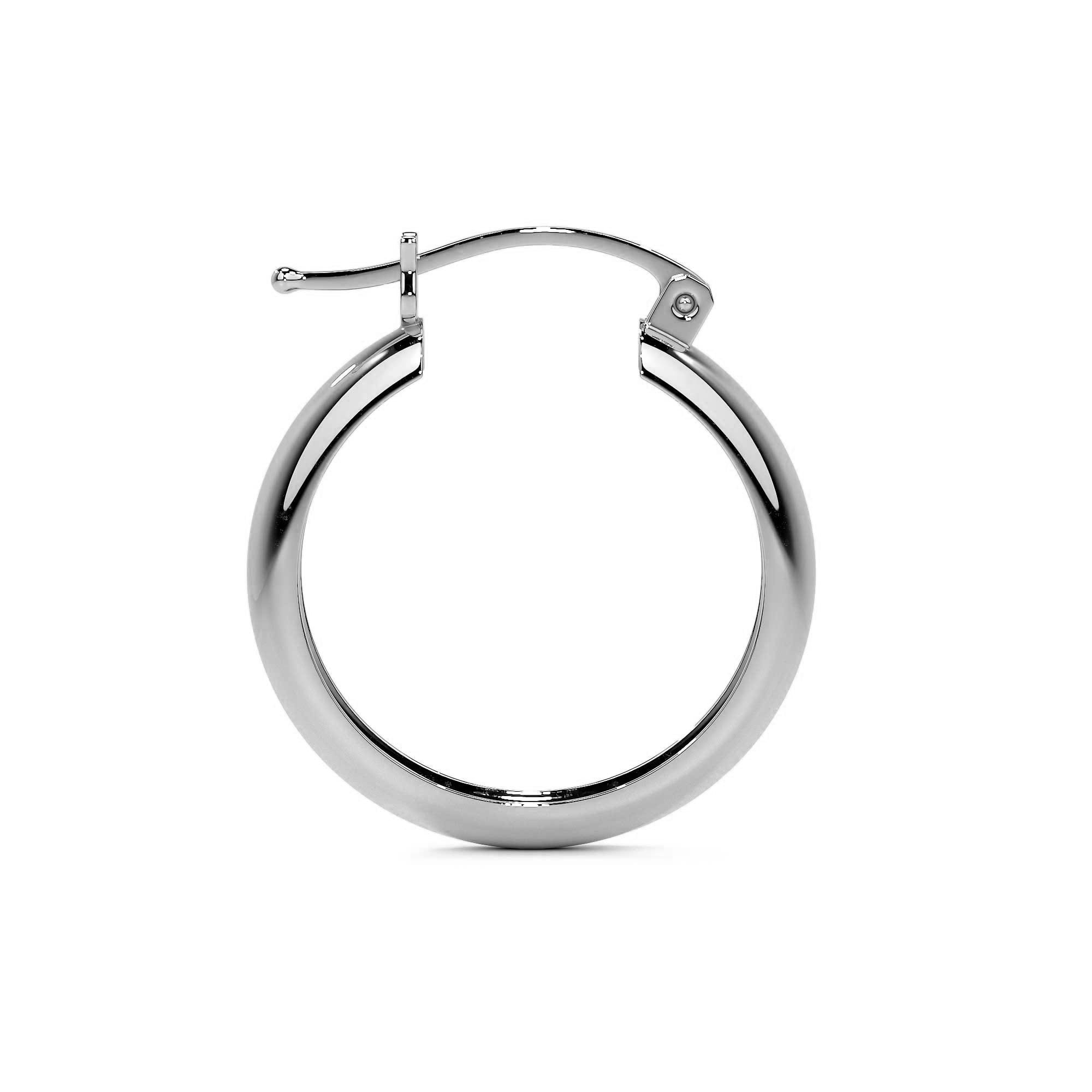 Women's 925 Sterling Silver Plain Bangle Earring, 4mm Wide