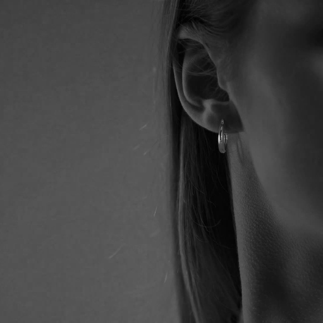 Women's 925 Sterling Silver Plain Bangle Earring, 4mm Wide
