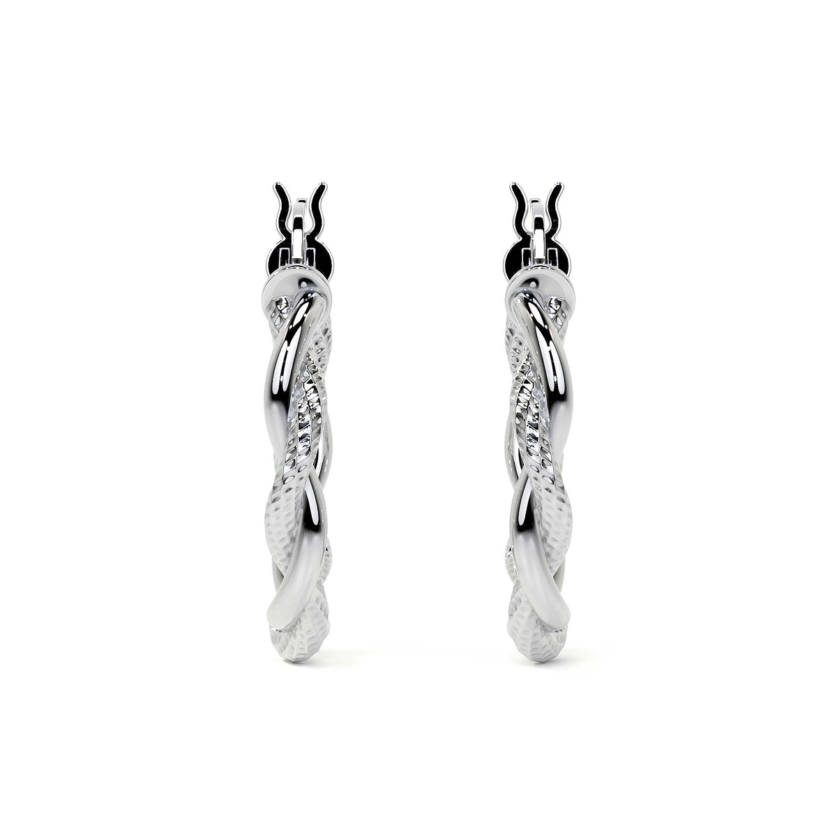 Twisted Tube Diamond Cut Hoop Earrings in 925 Sterling Silver for Women