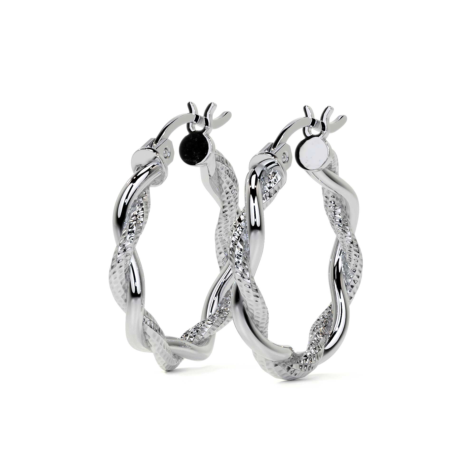 Twisted Tube Diamond Cut Hoop Earrings in 925 Sterling Silver for Women