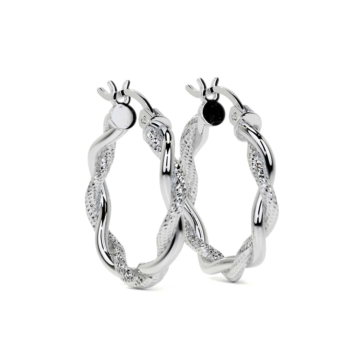 Twisted Tube Diamond Cut Hoop Earrings in 925 Sterling Silver for Women