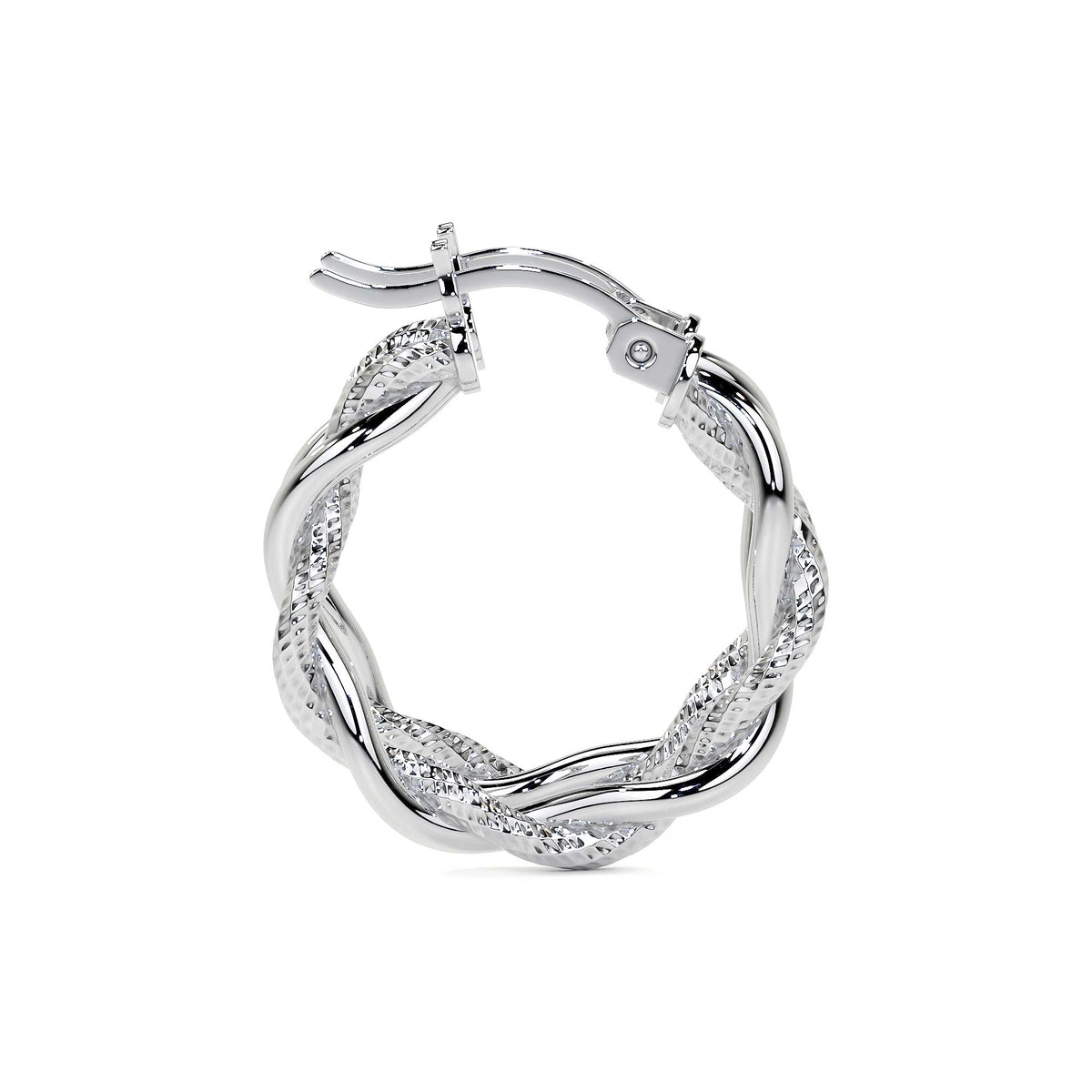 Twisted Tube Diamond Cut Hoop Earrings in 925 Sterling Silver for Women