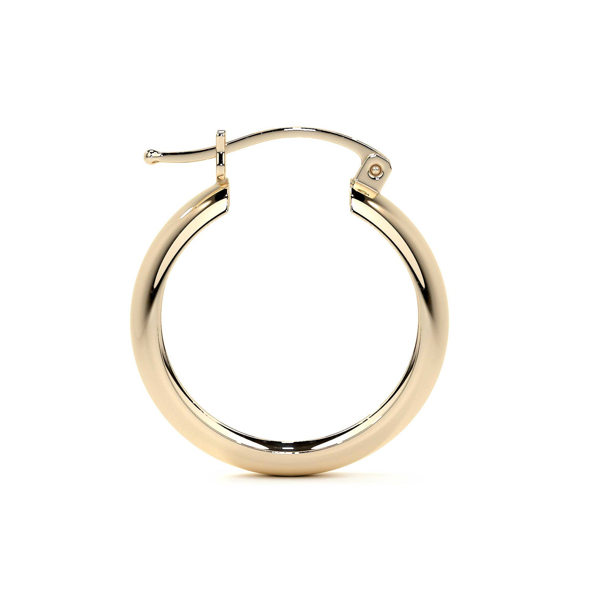 14k Gold Smooth Bangle Hoop Earring, 15mm, 6mm Wide