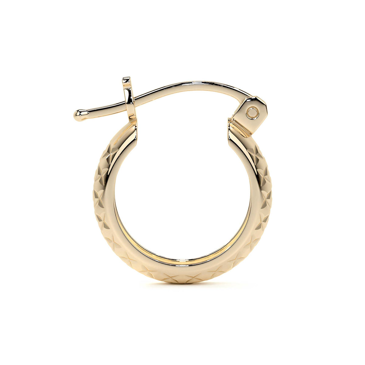 10k Gold Diamond-Cut Honeycomb Bangle Earring, 15 x 4mm Gold