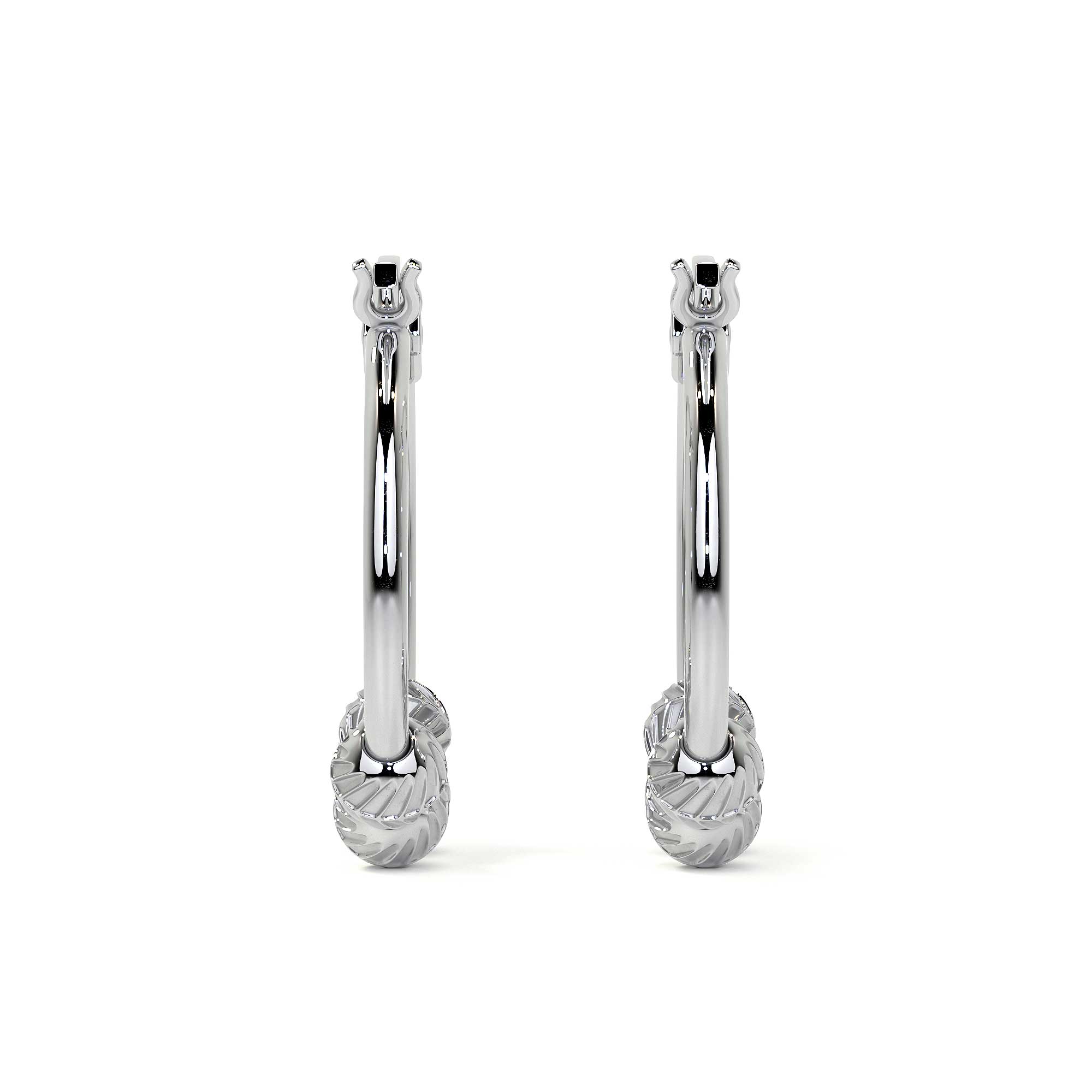 925 Sterling Silver Stud Earrings For Women With Diamond Cut Ball