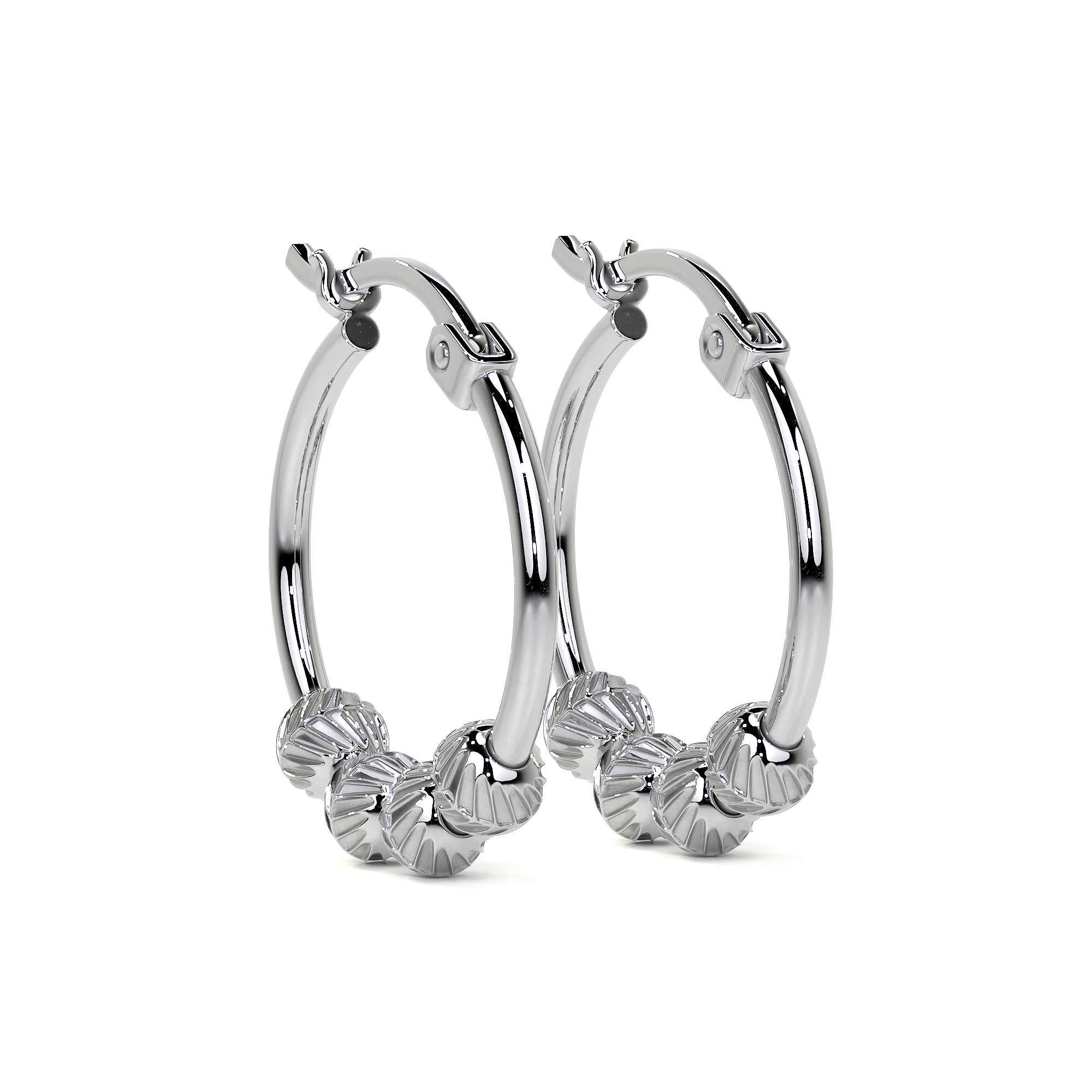 925 Sterling Silver Stud Earrings For Women With Diamond Cut Ball