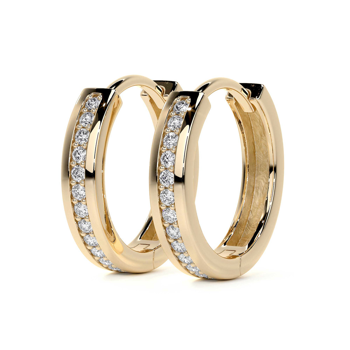 10k Gold Huggie Earrings with Zirconia