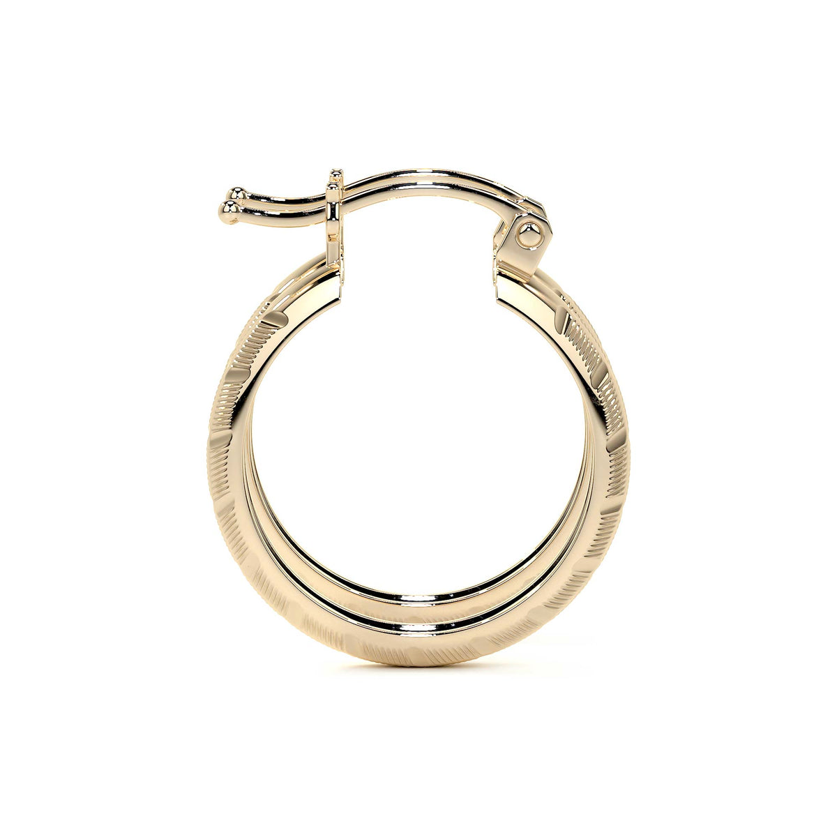10k Gold Diamond-Cut Diagonal Arracada Bangle Earring, 20x4mm