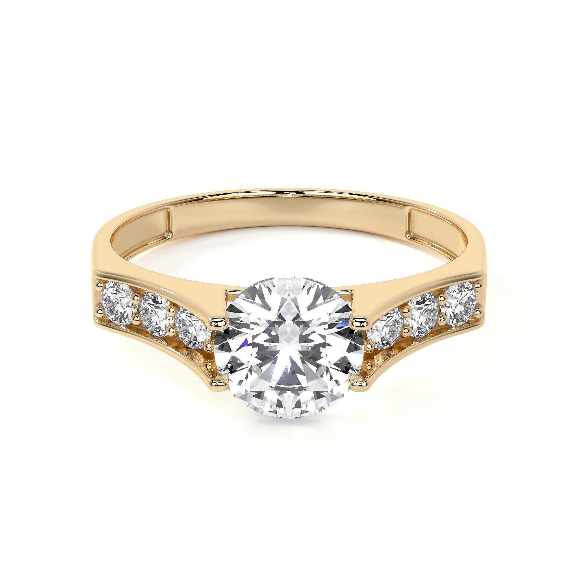 10k Gold Engagement Ring with Zirconia Stones
