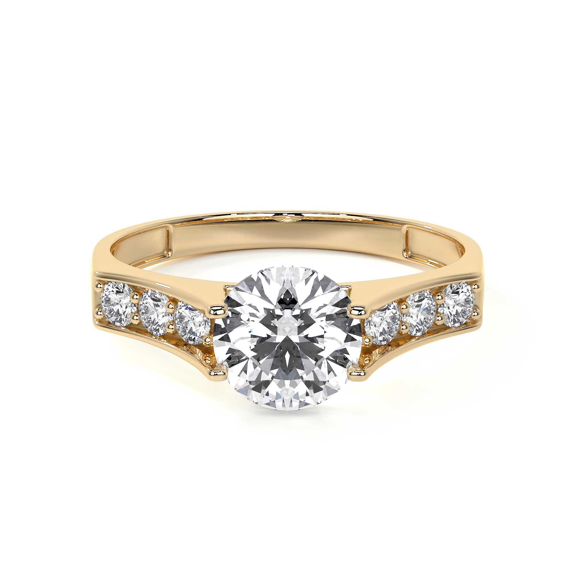 10k Gold Engagement Ring with Zirconia Stones