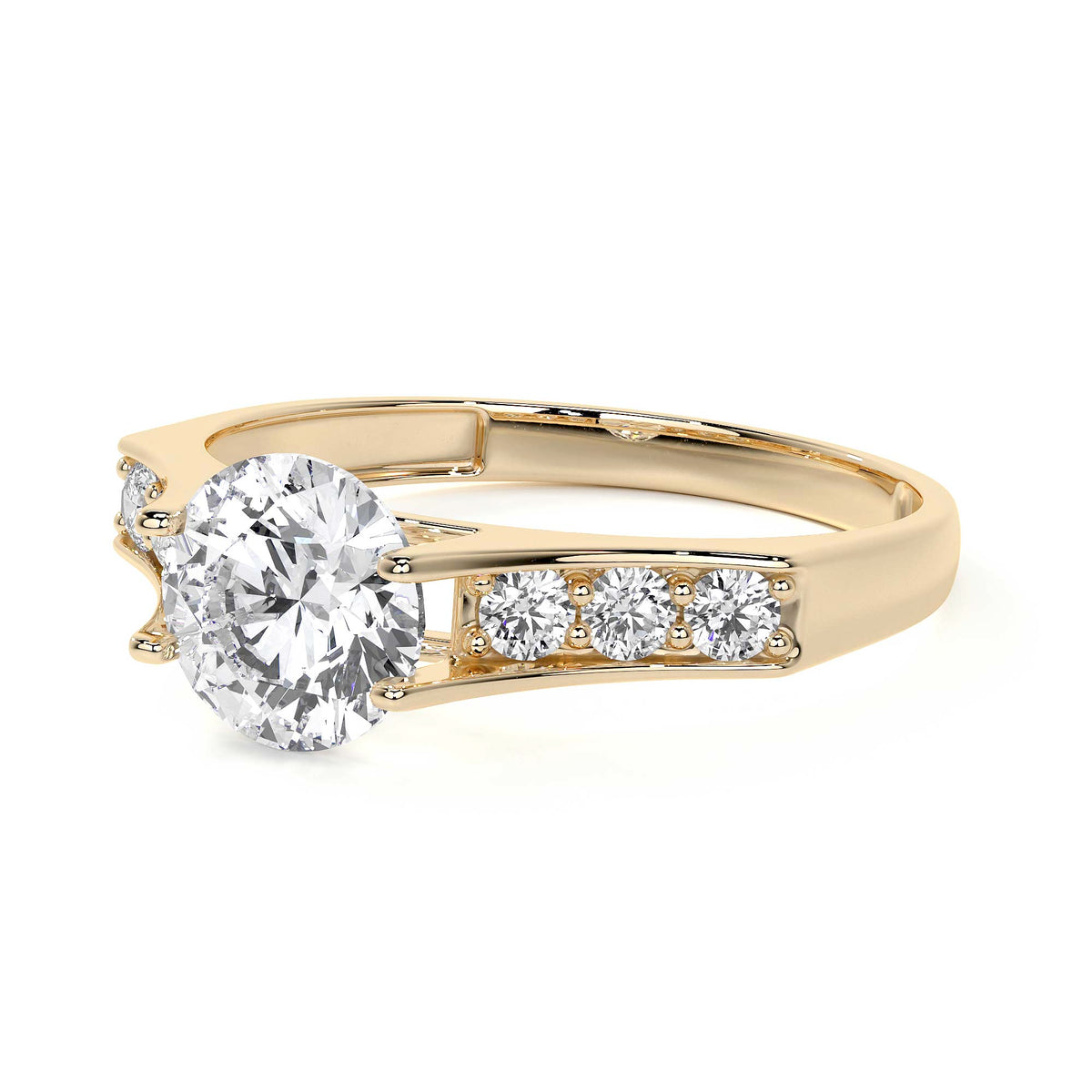 10k Gold Engagement Ring with Zirconia Stones