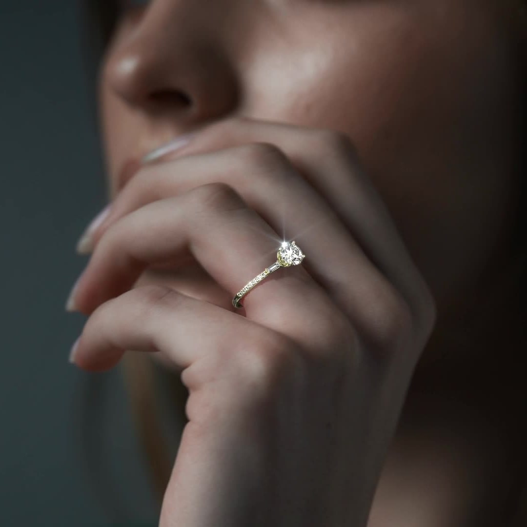 10k Gold Engagement Ring with Zirconia Stone