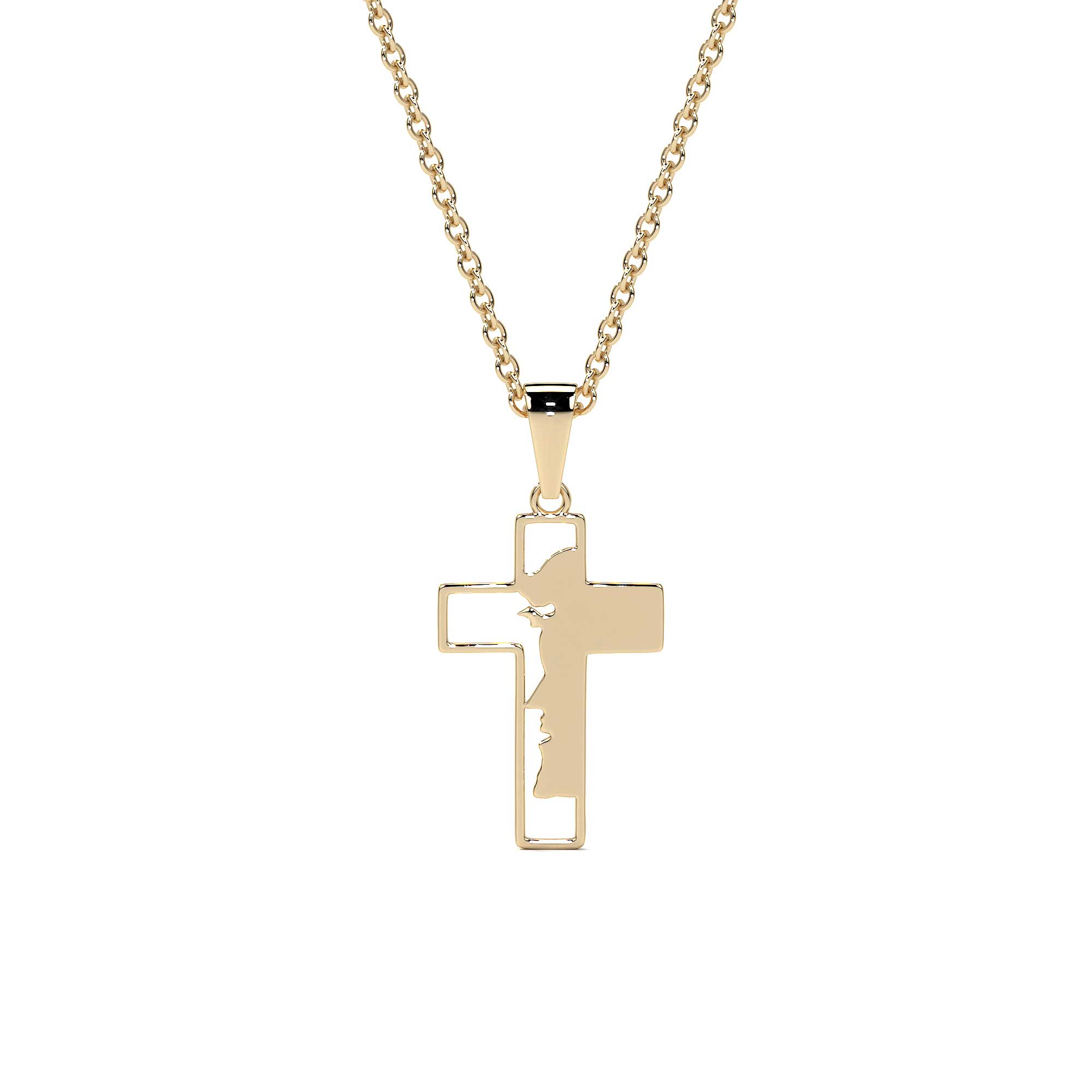 10K Gold Cross Necklace with Face of Christ
