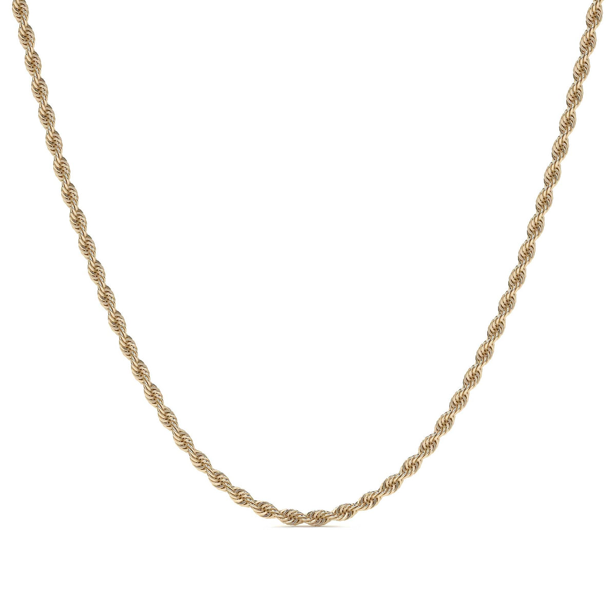 14k Italian Gold Hollow Rope Chain, 3.2mm Gauge