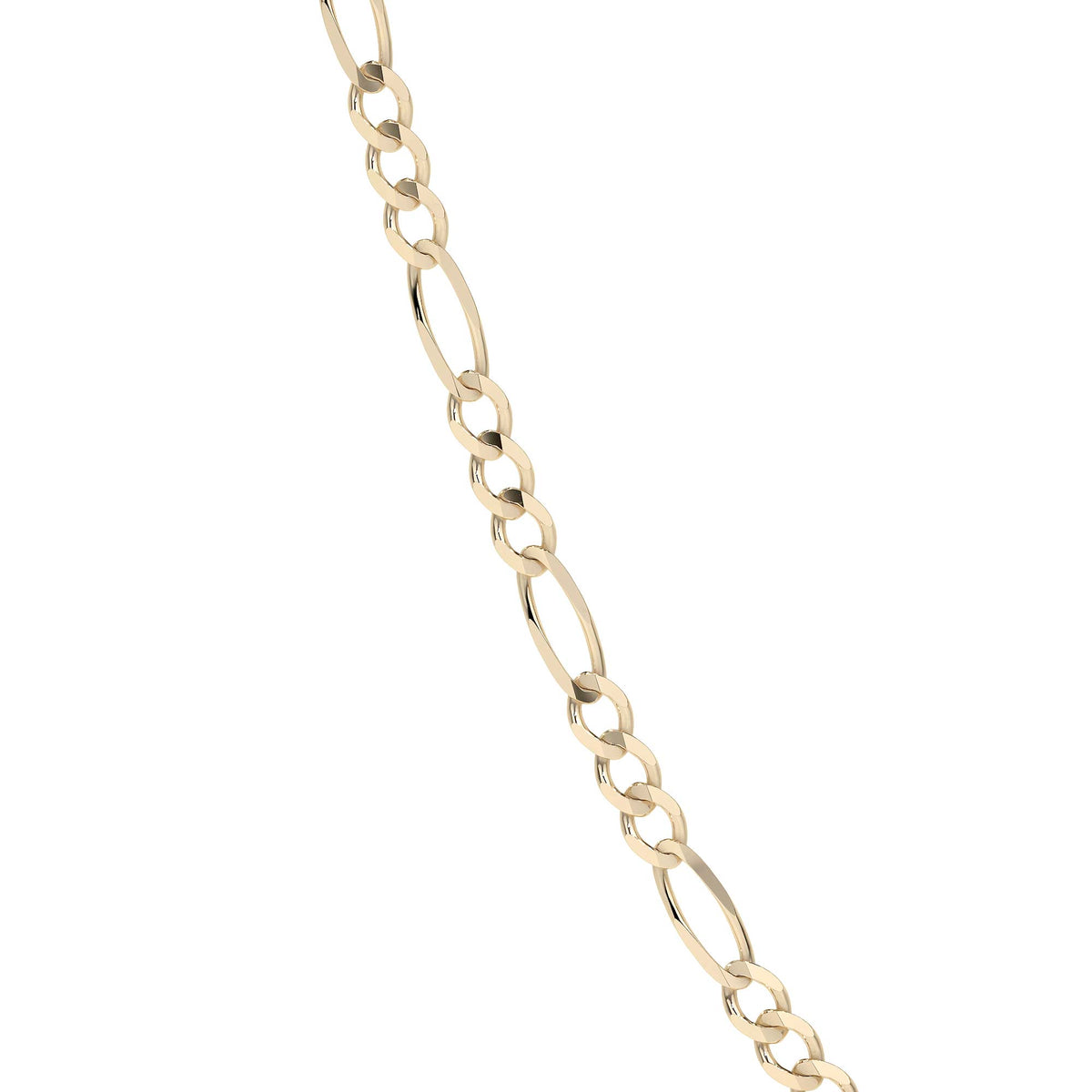10K Gold Figaro 3x1 Hollow Chain, 2.6mm Lightweight Italian Gold Necklace with Spring Ring Clasp
