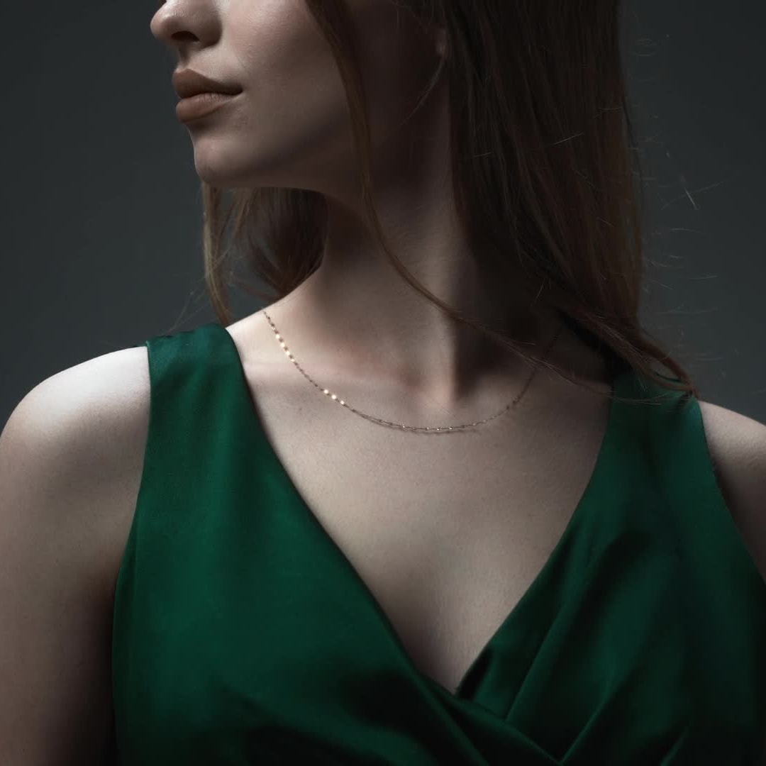 14K Tricolor Gold Coffee Bean Chain | 1mm Italian White, Yellow, and Rose Gold Necklace | 40 to 55 cm