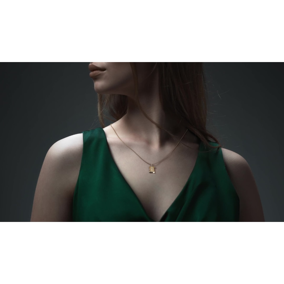 10K Gold Italian Virgin Mary Medal Necklace