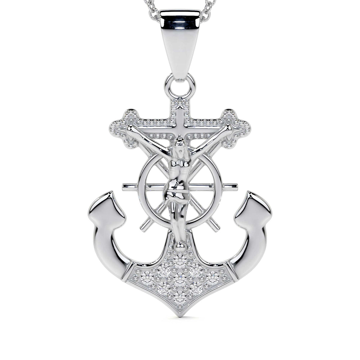 925 Sterling Silver Anchor-Shaped Cross Pendant