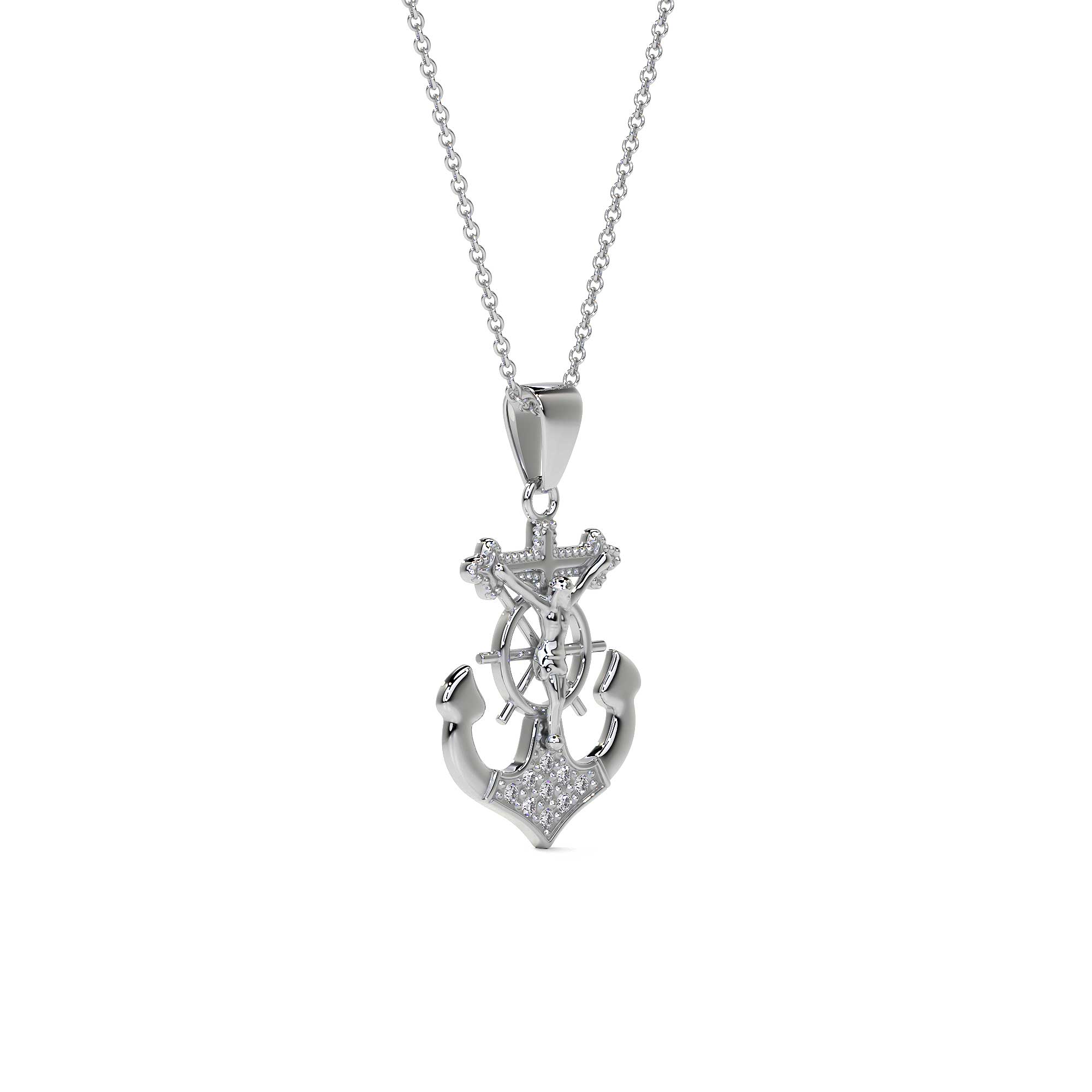 925 Sterling Silver Anchor-Shaped Cross Pendant