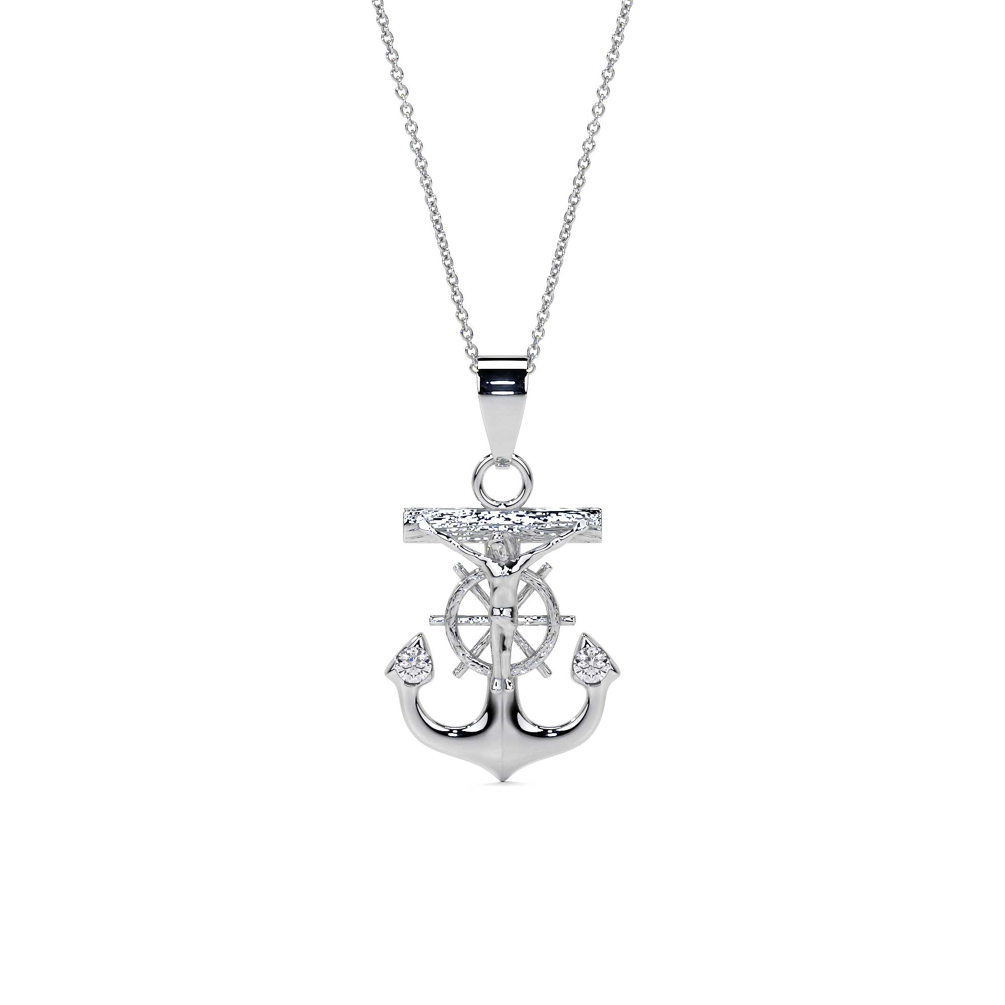 925 Sterling Silver Anchor-Shaped Cross Pendant