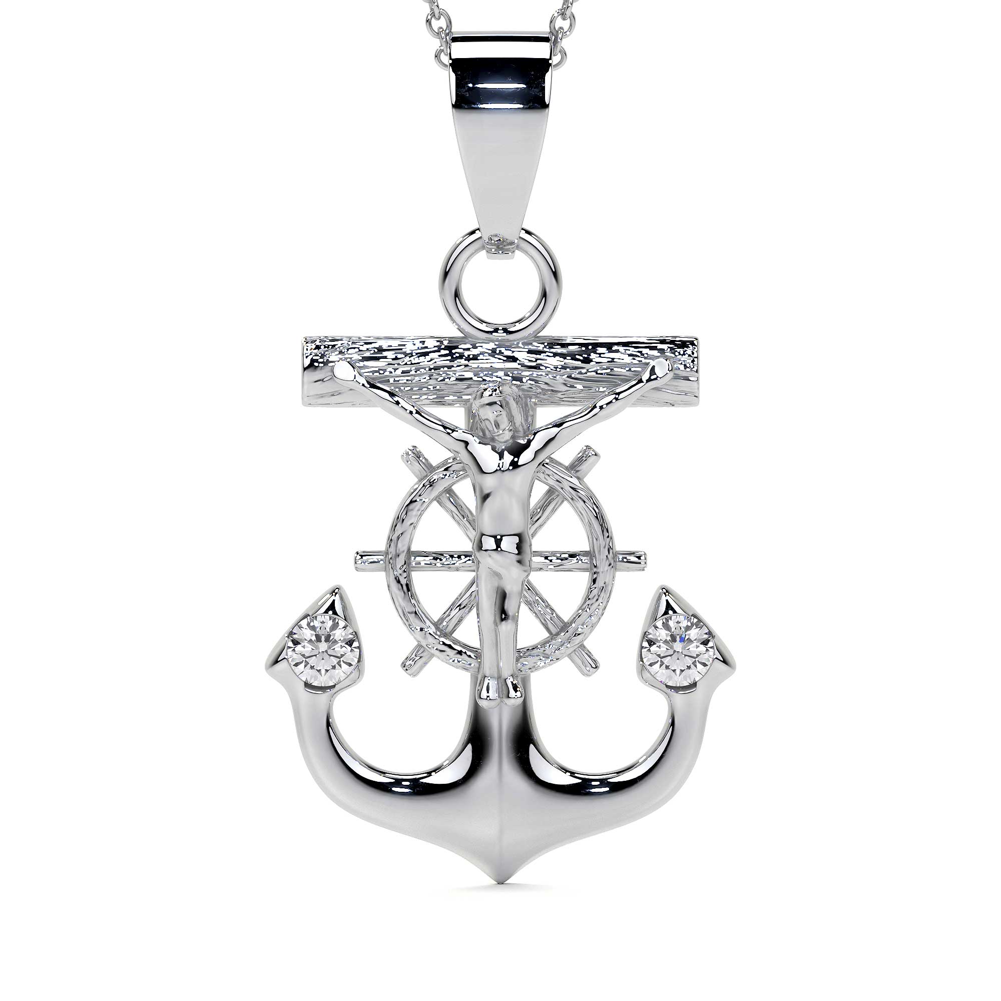 925 Sterling Silver Anchor-Shaped Cross Pendant
