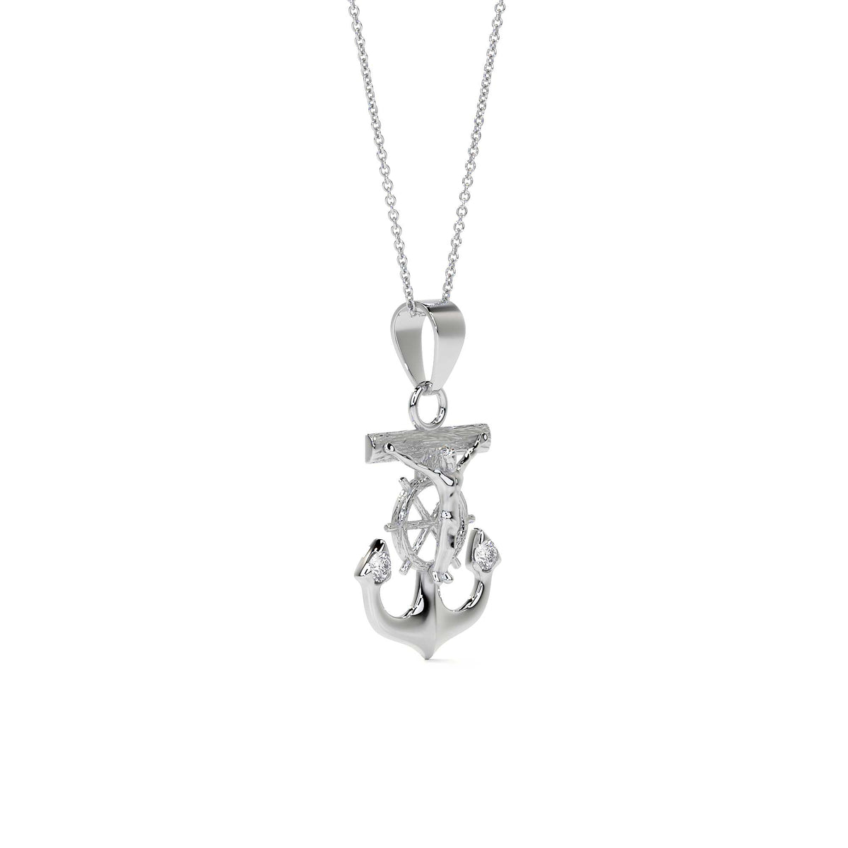 925 Sterling Silver Anchor-Shaped Cross Pendant