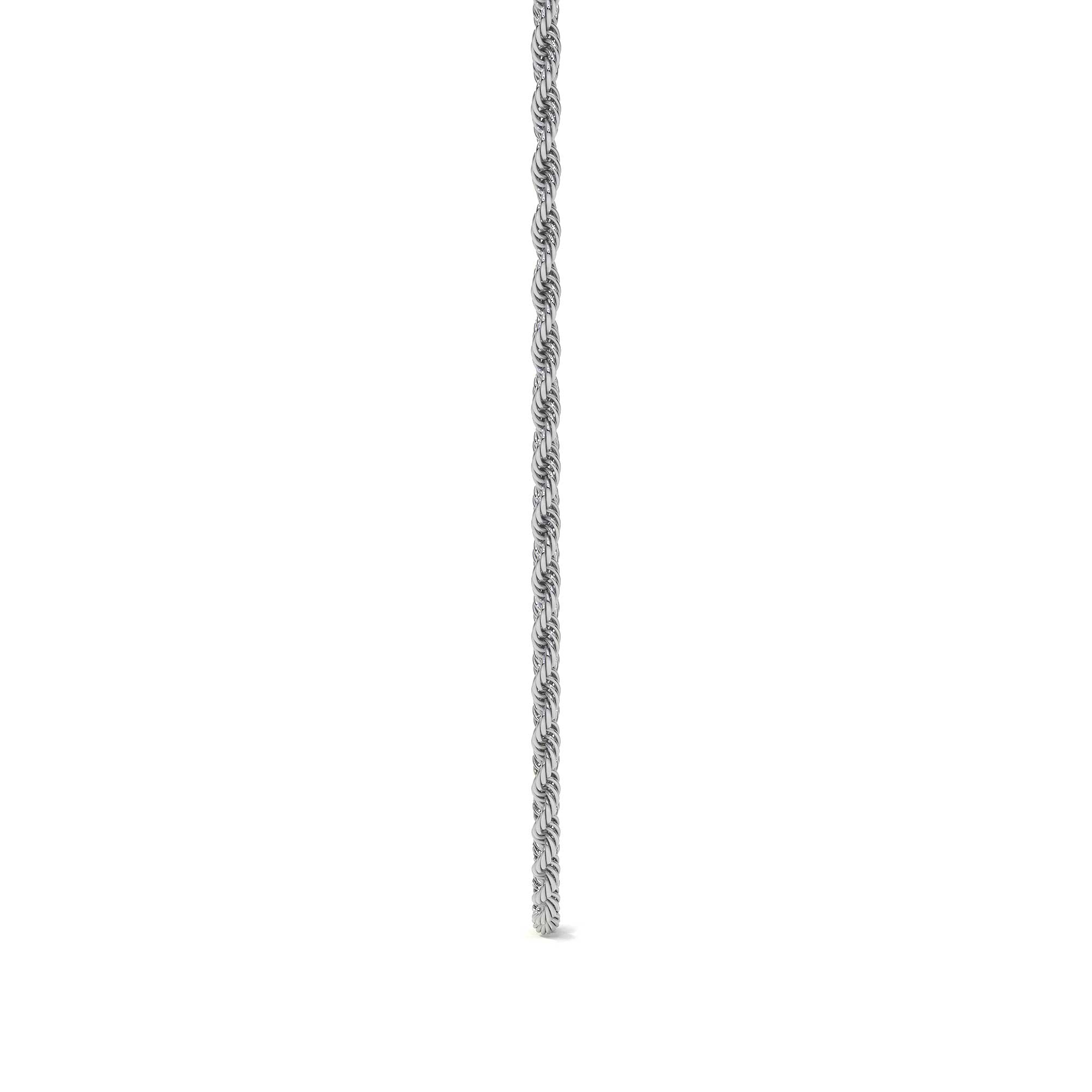 925 Sterling Silver Diamond-Cut Torsal Chain, 55cm, 2mm