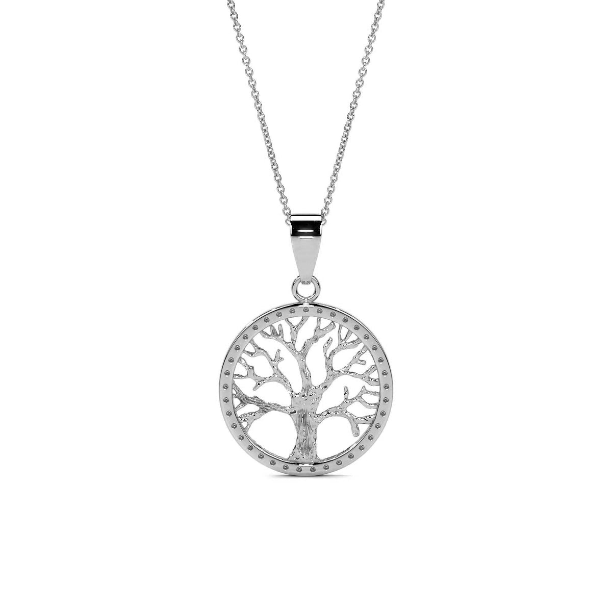 925 Sterling Silver Tree of Life Pendant Choker, Silver-Plated