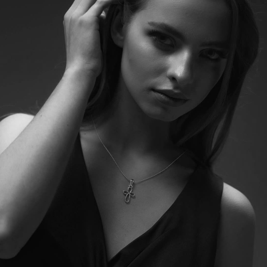 925 Sterling Silver Cross Choker