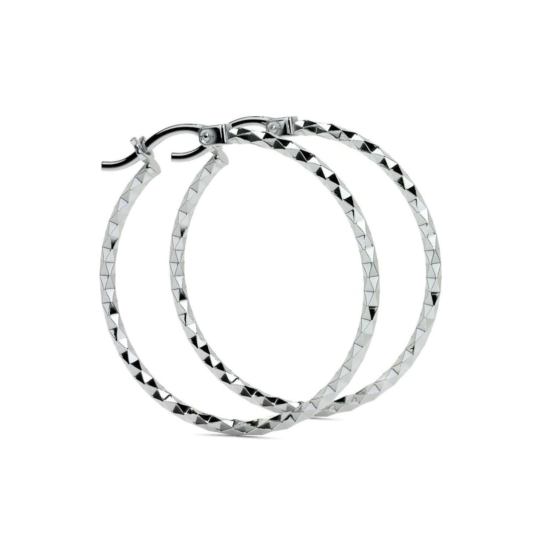 925 Sterling Silver Diamond-Cut Arracada Hoop Earring for Women, Confetti Style
