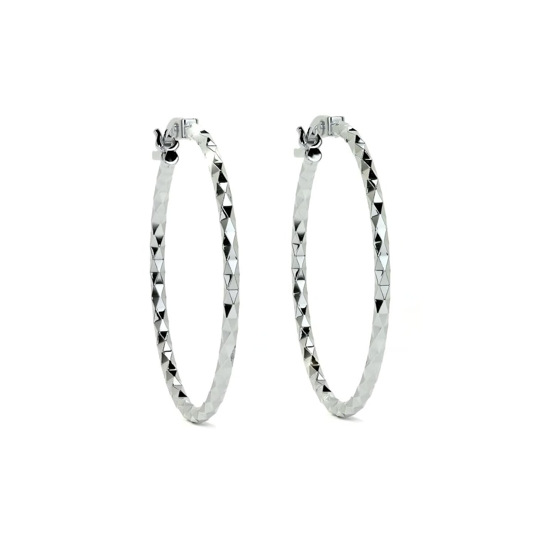 925 Sterling Silver Diamond-Cut Arracada Hoop Earring for Women, Confetti Style