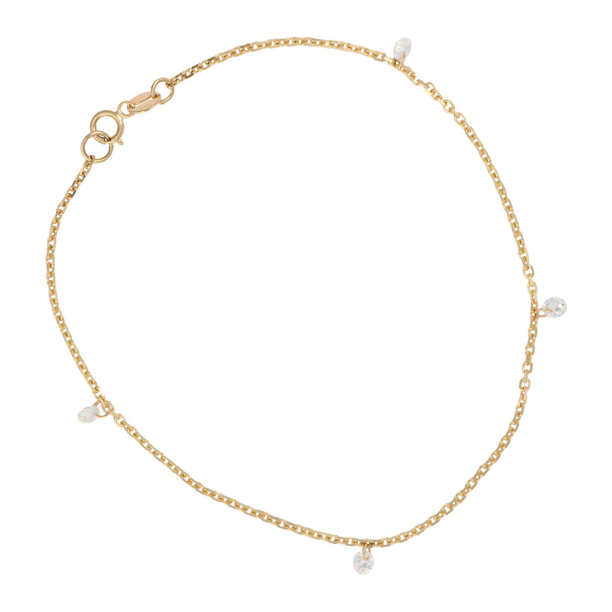 Women's 14k Gold Bracelet with Stone, 18cm
