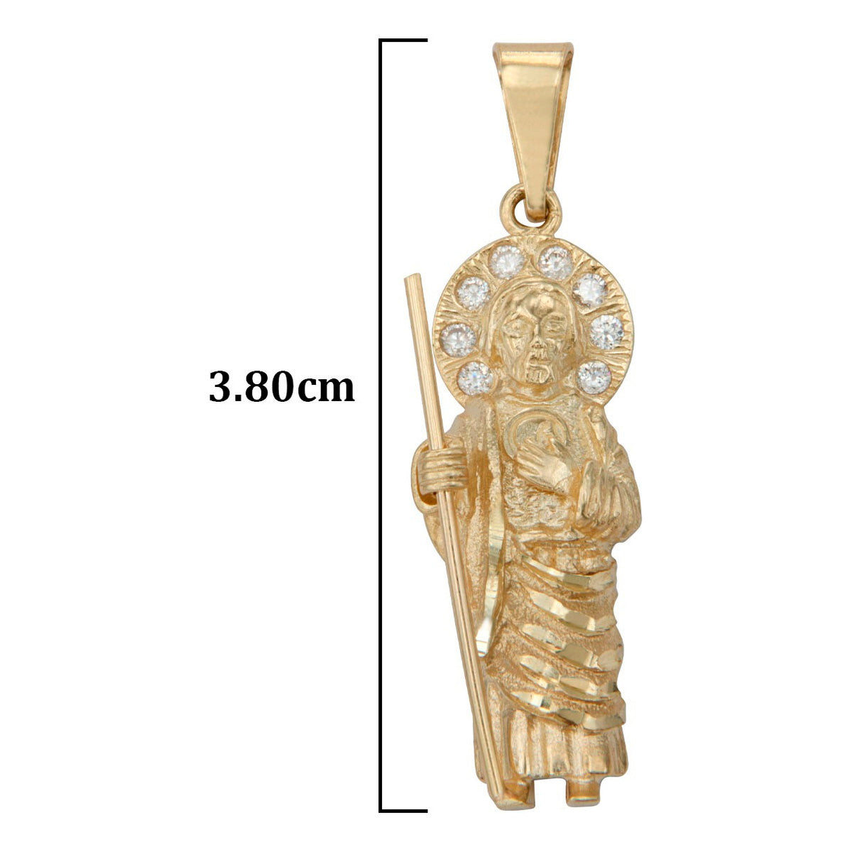 10k Gold St. Jude Pendant with Zirconia Stone