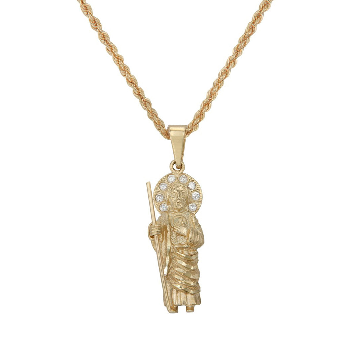 10k Gold Saint Jude with Zirconia Stone