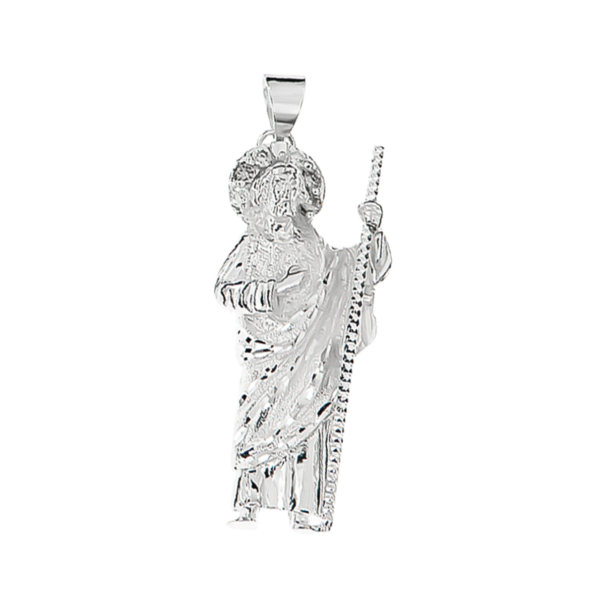 Sterling Silver St. Jude Pendant with Zirconia 5.5cm