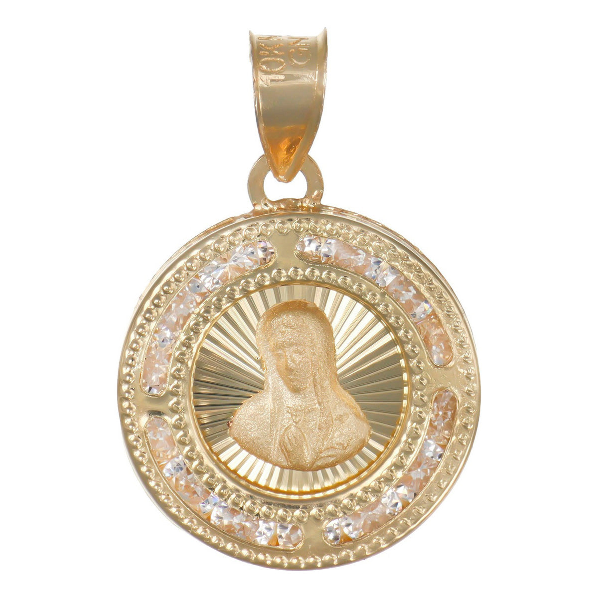 10k Gold Medal National Virgin Mary Face Pendant