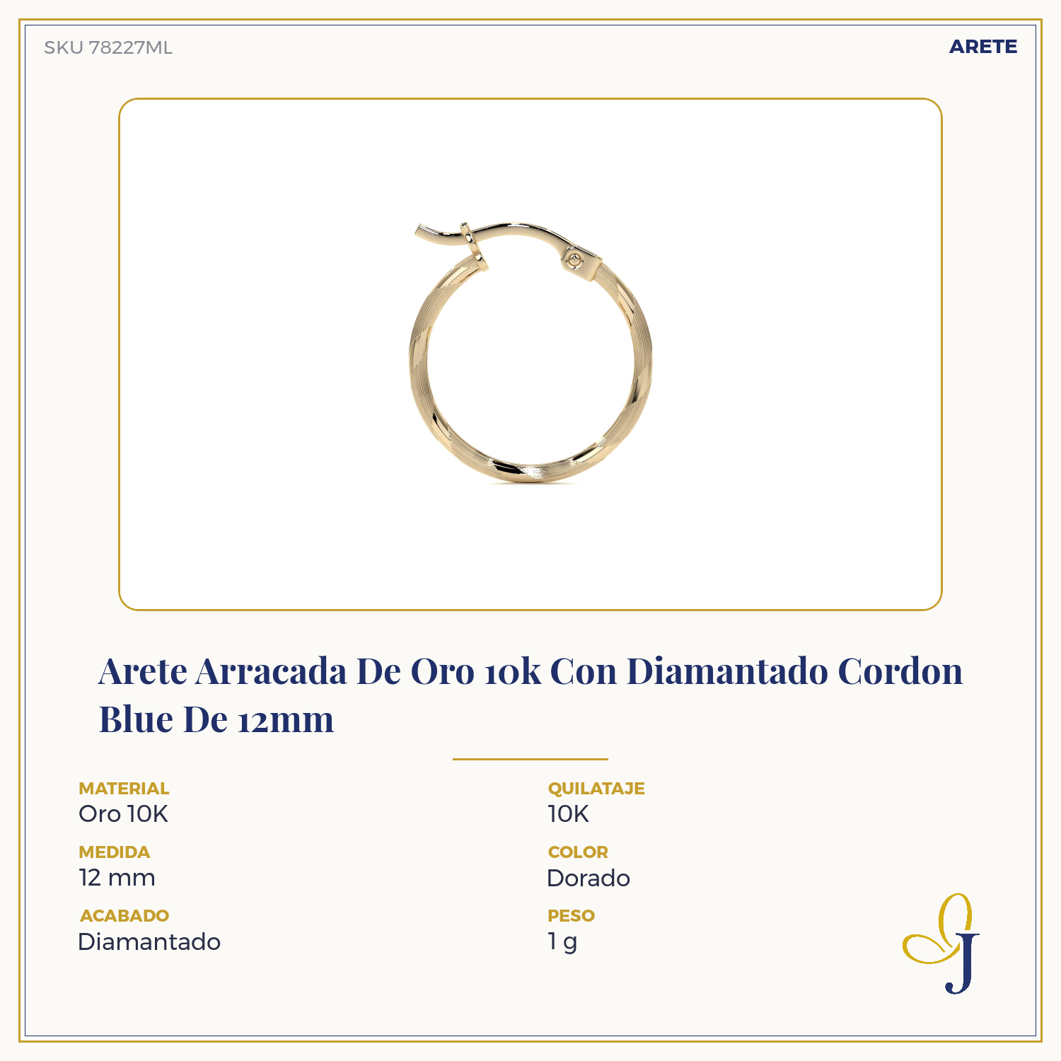 Diamond-Cut Rope Blue Gold Hoop Earring