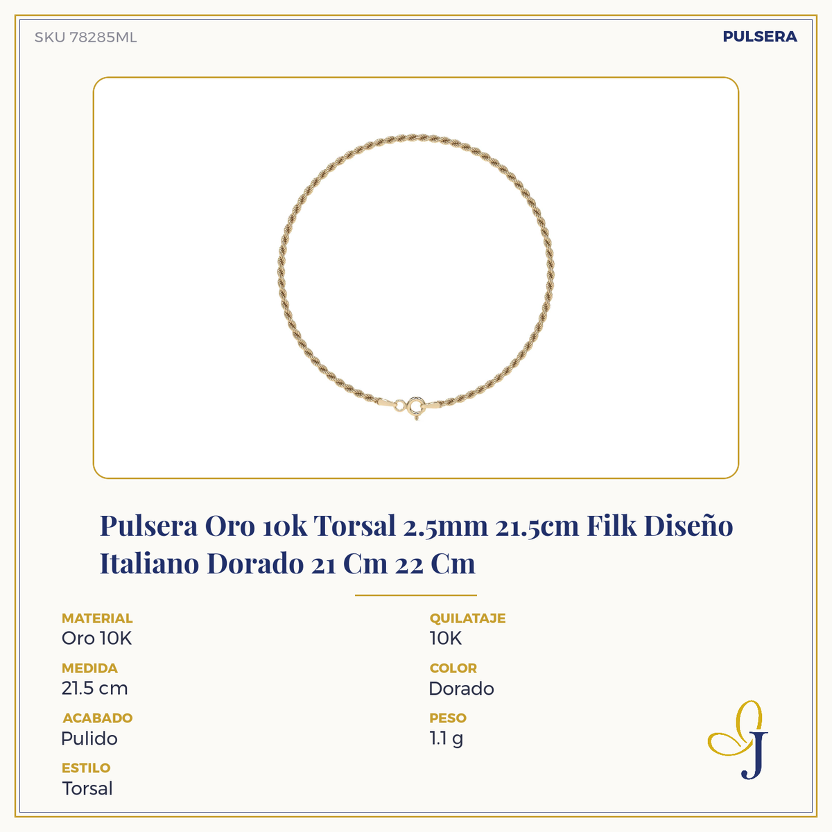 Women's 10K Gold Torsal Style Bracelet | Italian Fine Jewelry