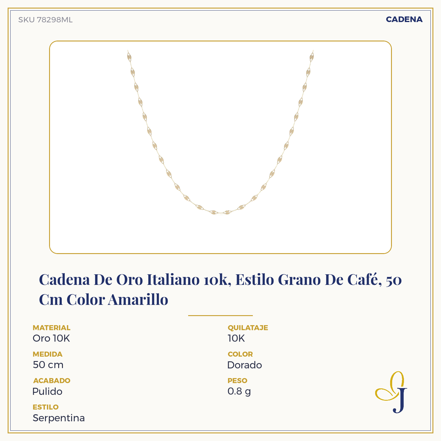 10k Italian Gold Chain, Coffee Bean Style