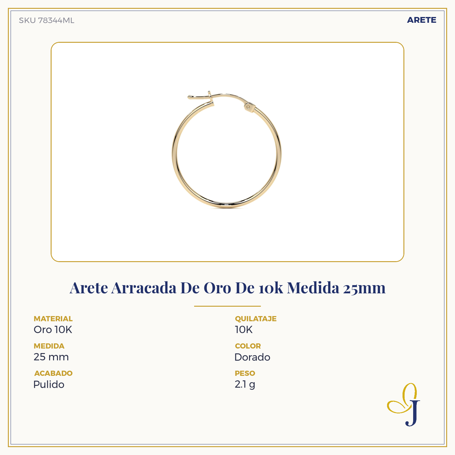 10k Gold Smooth Hoop Earring