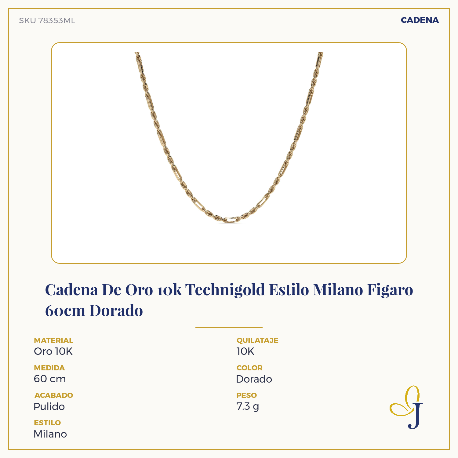 10k Italian Gold Chain, Milanese Style, 3mm Gauge, 60cm